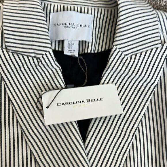 New Carolina Belle Neutral Pinstripe Blazer Jacket Academia Seersucker- Small - Picture 4 of 13